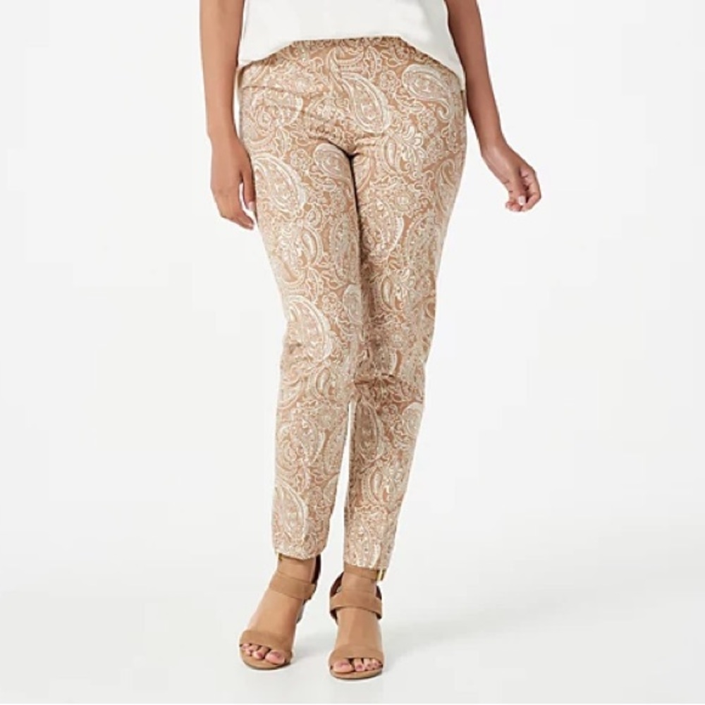 Issac Mizrahi Live! Petite 24/7 Stretch Paisley Ankle Pants 16P A381610 NWT QVC